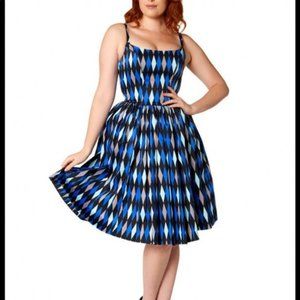 Pinup Girl Clothing Blue House Harlequin Jenny Dress w/ boning